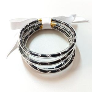 Заброс All Peatcher. Сетка Bangles Stack Silicone Plastic Beads Jelly Bracelet для женщин Bowknot дружба Glitter4284280