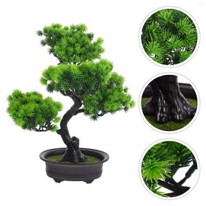 Dekorativa blommor Pine Desktop Bonsai Decorations Planter Pot PP Artificial Tree Realistic