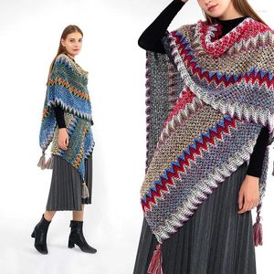 Lenços vintage mulheres tricô de poncho cardigã colorido colorido boêmio tassel capes cobertor Batwing Shawl Shawl Coat Sconhef