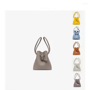 Shoulder Bags Doudou Le Orange Head Leather Bucket Bag Vasic Niche Design Drawstring Messenger