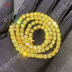 Goldene Farbe Zirkon Bling Tenniskette Halsketten für Frauen Männer Keine verblassenden Linkkette Choker Hip Hop Jewelry