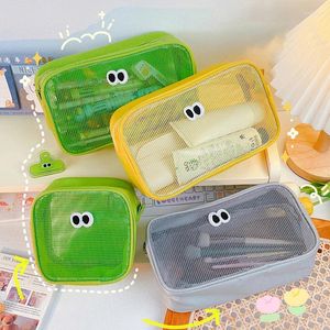 Storage Bags Cute Mesh Bag Travel Cosmetic Pouch Multipurpose Box Bathroom Supplies Zipper Makeup