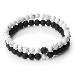 Breaded Hot Trend Mass Mens rocha de casal Bracelet Natural Stone White Yin Yang Bead Feminino Amiga Pulseira