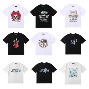 T-Shirt Tasarımcı Tshirts Amirir Gömlek Erkek T Shirt Mürettebat Boyun Erkekler Kısa Kollu Pamuk Mektup Gevşek Yaz Günlük Kıyafet Lüks Hip Hop Sokak Giyim Tshirts