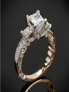 Victoria Wieck Vintage Jóias 925 Sterling Silverrose Gold Fill Three Stone Princess Cut Topaz Branco CZ Diamond Party Women Wedd5221120