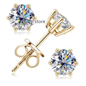 Moissanite 0.5ct 1ct 2ct 3Ct Gold مطلي 925 Sterling Silver VVS VVS Moissanite Stud أقراط مع شهادة GRA