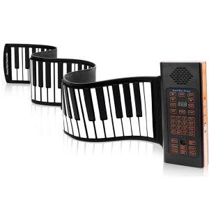 Teclados de teclados portáteis piano de teclado enrolando 88 teclas de teclado eletrônico silicone flexível com bateria recarregável para presente infantil