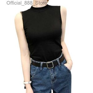 A90P Women's Tanks Camis Y2K Korean Crorset Crop Tank Cami Top Women VintageTurtleneck SexyBlackJapaneseBohoGirl Night Club Tee Shirt T-shirt Woman d240427