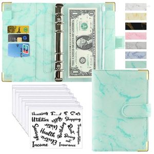 Budget Binder Notebook A6 Money Saving Organizer PU Leather Marble 2024 Planner Envelope Office School Supplies