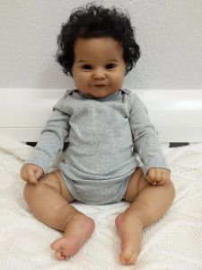 Dolls NPK 50cm Corpo macio renascido, menina Maddie Maddie Black Skin Afro -American Baby