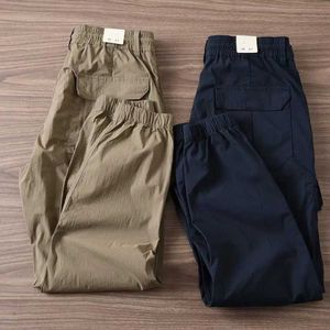 Men's Pants Mens long sleeved lapel pockets with multiple pockets elastic waist summer cargo pants soft fabric summer cargo pantsL2404