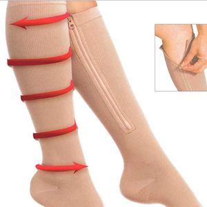 Sports Socks 2021 Women Man Fitness Zipper Compression Yoga Zip Leg Support Knee Sox Open Toe Stovepipe269M