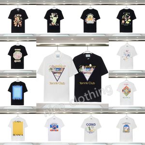 カサブランカスメンTシャツデザイナーTシャツカサブランショートスリーブファッションメンカジュアルTシャツ女性ストリートTシャツテニスクラブカサブランカショーツスリーブラグジュアリーシャツ