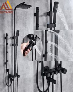 Matte Black Chrome Shower Faucets مجموعة النحاس 5way زر التحكم في الخلاط الصنبور SPA Jets دش بيديت حمام دش 5106607