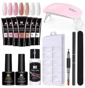 Nagellack fast förlängningslim set naturligt harts gelborste fil UV -lampkristallmodell renare tätningsskikt manikyrpaket T2208269355662