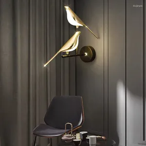 Wall Lamp Creative Bird 360° Rotatable LED Lamps Bedroom Bedside Indoor Golden Touch Switch Lights Sconce Home