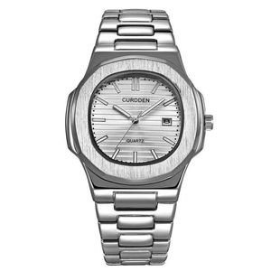 Armbandsur äkta curdden märke es män mode lyxigt rostfritt stål affärskalender qaurtz armband montres de marque luxe q240426
