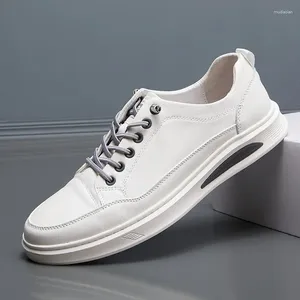 Scarpe casual 2024 Maree maschili in pelle vera primaverile fascia elastica comode uomini di lusso a fondo piatto che cucino bianco