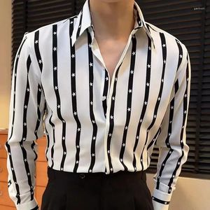 Camicie casual maschile 2024 Slipe a contrasto a colori camicia sociale uomini d'affari britannici Slim Trend Office Down Long Sleeve