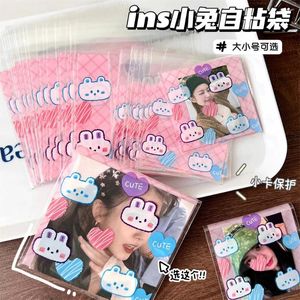 収納バッグ100pcsハイビューティーかわいい漫画クマとパッケージングセルフ接着剤ポストカードカードカバー保護プロテクター