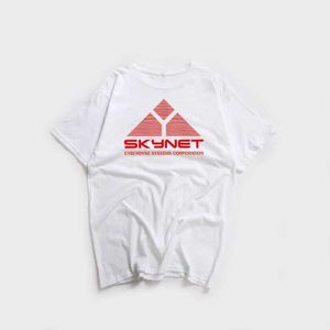 メンズTシャツブランドメンTシャツサイエンスフィクションフィルムスカイネットサイバーダインシステムターミネータープリントTシャツシュワルツェネッガーサマーコットンティートップスJ240426