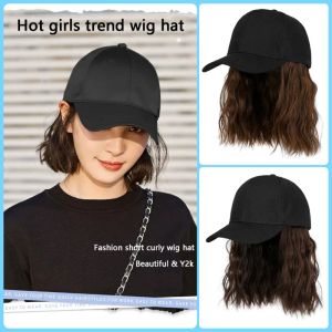 Softball Short Curly Hair Perückenhüte Kpop Trends Baseball Caps Casual Daily Bonnets Perückenkappen Frauen Onepiefe Fashion Perücke Baumwollbonne