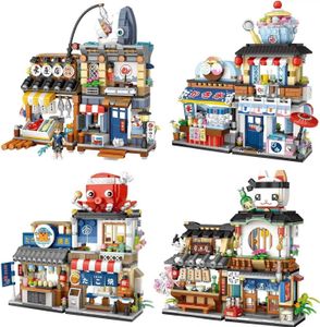 Transformation Toys Robots Loz Architecture Street Shop izakaya moc blocos de construção armazenam brinquedos de quebra -cabeça da cena de rua japoneses para adultos ou criançasl2404