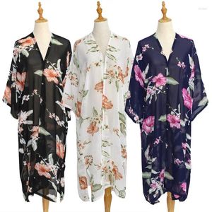 Etniska kläder 5Colors Women Harajuku Cardigan Japanese Kimono Summer Floral Blouse Beach Clothes Traditionella kinesiska klänningar