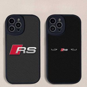 携帯電話ケースラグジュアリーカーA-Audi Rsスポーツ電話ケースiPhone 15 15 14 12 11 Pro X Pro Max 7 8 Plus Lens Protection Leather Soft Back Cover J240426