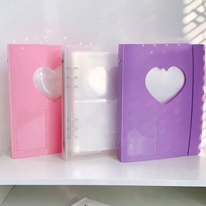 A5 Binder Photo Álbum Capa Love Heart Storage Livro de capa do cartão de capa Sticker Storage Album Book Small Card Storage Hollow DIY