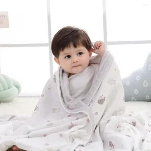 Bebek kabarcıkları için battaniyeler uyuyan yürümeye başlayan çocuk yatakta yatma kirpi baskı bambu gazlı bez yorgan yaz beşik battaniye