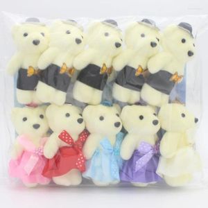 Party Decoration 5pairs Evening Dress Teddy Bear Lovers Flower Bouquet Dolls Wedding Accessories Birthday Gifts Bubble