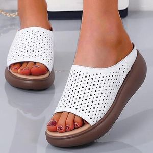 Casual Buty Sandals Sandals Miękkie dolne obcasy klinowe na letnie kapcie platforma elegancka dla kobiet elegancka obcas