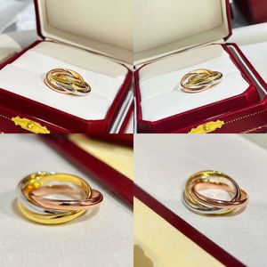 Jewelery Designer Large White, Rose and Yellow Gold Trinity Ring Brand for Womens Wedding Engagement Gift Multi Size with Box Br Original Quality