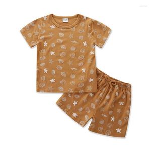 Set di abbigliamento set estivo set da cartone animato stampa in cotone t-shorts tute per bambini casual moda casual