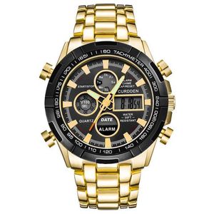Bilek saatleri erkekler için büyük marka esleri moda alaşım grubu çift fonksiyonlu spor kronograf işi siyah montre homme 2024 q240426