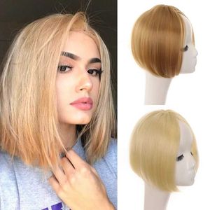 Synthetic Wigs GAKA gold/brown pink clip on hair natural air edges wig accessories synthetic fake Q240427