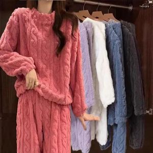 Women's Sleep abbigliamento inverno inverno velluto fata jacquard sciolte pantaloni casual taglie forti indossare il pigiama set caldo può essere indossato all'esterno