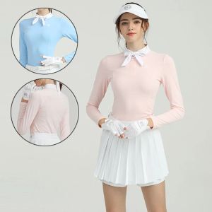 Caps Blktee Mulheres elásticas camisa de golfe rápida seca damas gravata borbole