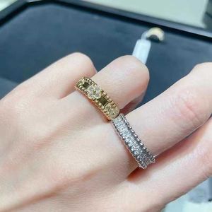 Designer hot selling Van 925 sterling silver bead edge full of diamonds couple ring kaleidoscope plain giving girlfriend a confession gift straight With velvet box