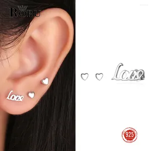 Stud Earrings 3pcs/set 925 Sterling Silver Piercing Cute Love Letter Asymmetry For Women Couple Fine Jewelry Gifts