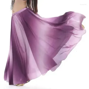 Scene Wear Dancewear Color Gradient Belly Dancing Clothes Long kjolar Full Circle Professional Dance Satin kjol 300 grader