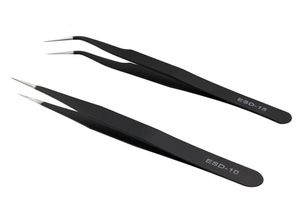 2pcs Eyelashes Tweezers Black Straight Curve Stainless Steel Eye Lashes Extension Tools Individual False Lash Grafting Supplies7800483