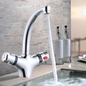 Bathroom Sink Faucets Modern Double Lever Chrome Kitchen And Cold Mixing Faucet Supplies