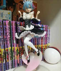 Anime manga rem nekomimi ver. Love Cat Ear Maid Image Collection PVC Model Toy Birthday Giftl2404