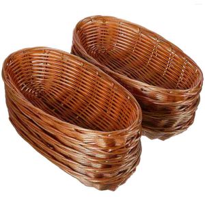 Tassen 10pcs gewebte Brotkörbe Obst Imitation Rattan Plastikkorb Lebensmittel Servierhalter