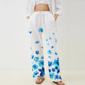 Women's Pants Fashion 3D Digital Printing Beach Home Leisure Dance Bamboo Joint Cotton Quick Dry Breathable Thin