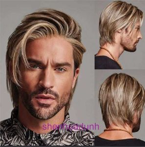 Wig Mens Partial Split Short Hair Fluffy High Temperature Silk Head Cover Style