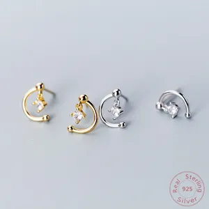 Stud Earrings Minimalist 925 Sterling Silver For Women Simple Cubic Zirconia Gold Color Fashion Female Gifts Jewelry