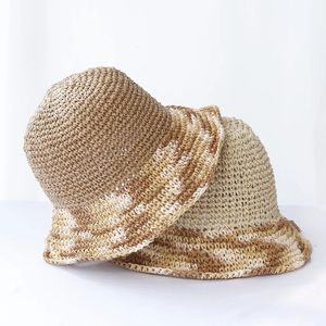 Womens Straw Gradient hat bucket UV Protection Sun Visor beach Women Visors fashion Summer Cap 240425